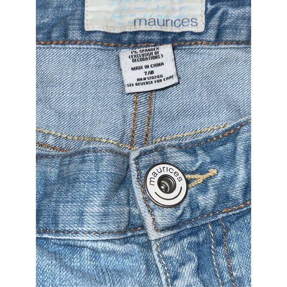 Maurices Light Wash Embroidered Low Rise Denim Cuffed Shorts Size 8 #45 - Picture 6 of 6